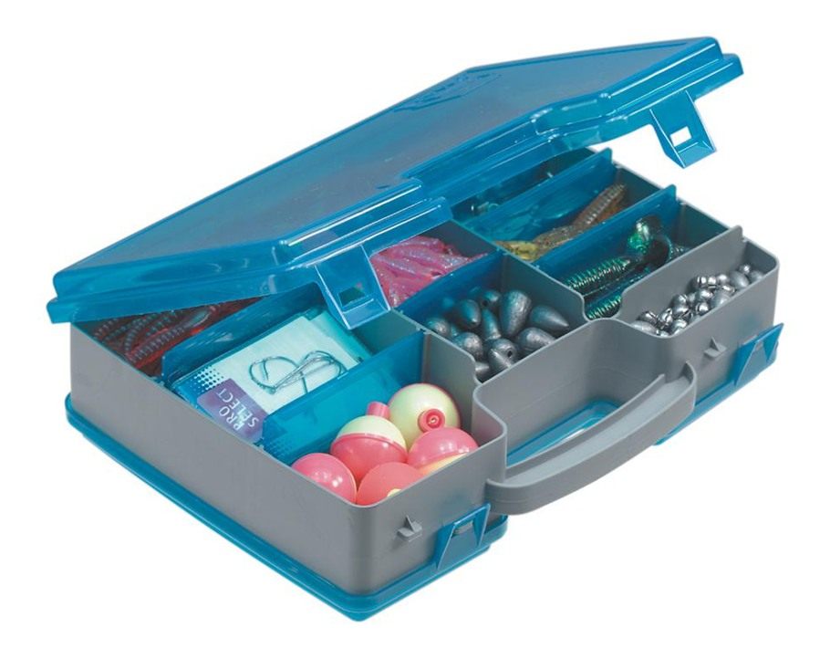 Plano Large 2 Sided Tackle Box, Metallic Gray Blue, Medium