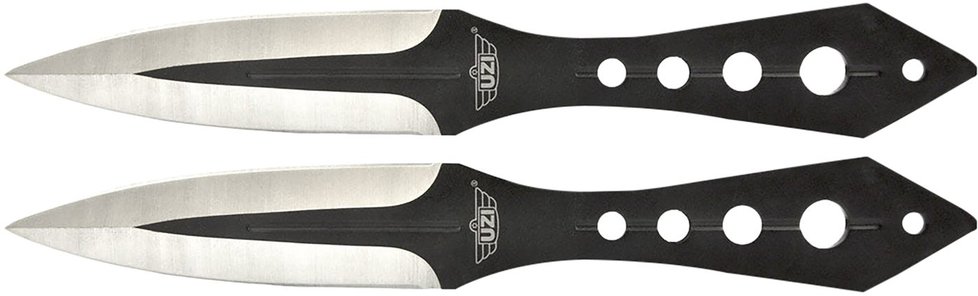 Camp Uzi Accessories UZKTRWTZP Throwing Knives Two Fixed Plain Black/Silver