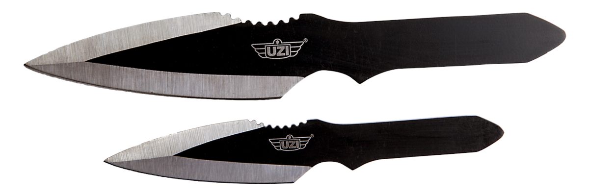 Camp Uzi Accessories UZKTRW002 Throwing Knives Fixed Spear Point Plain Blac