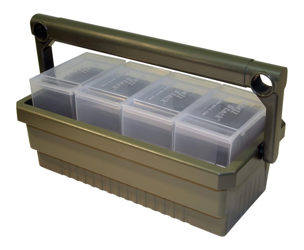 MTM SSC Shotshell Box Caddy with 4 Shell Stackers, Strong comfortable handl