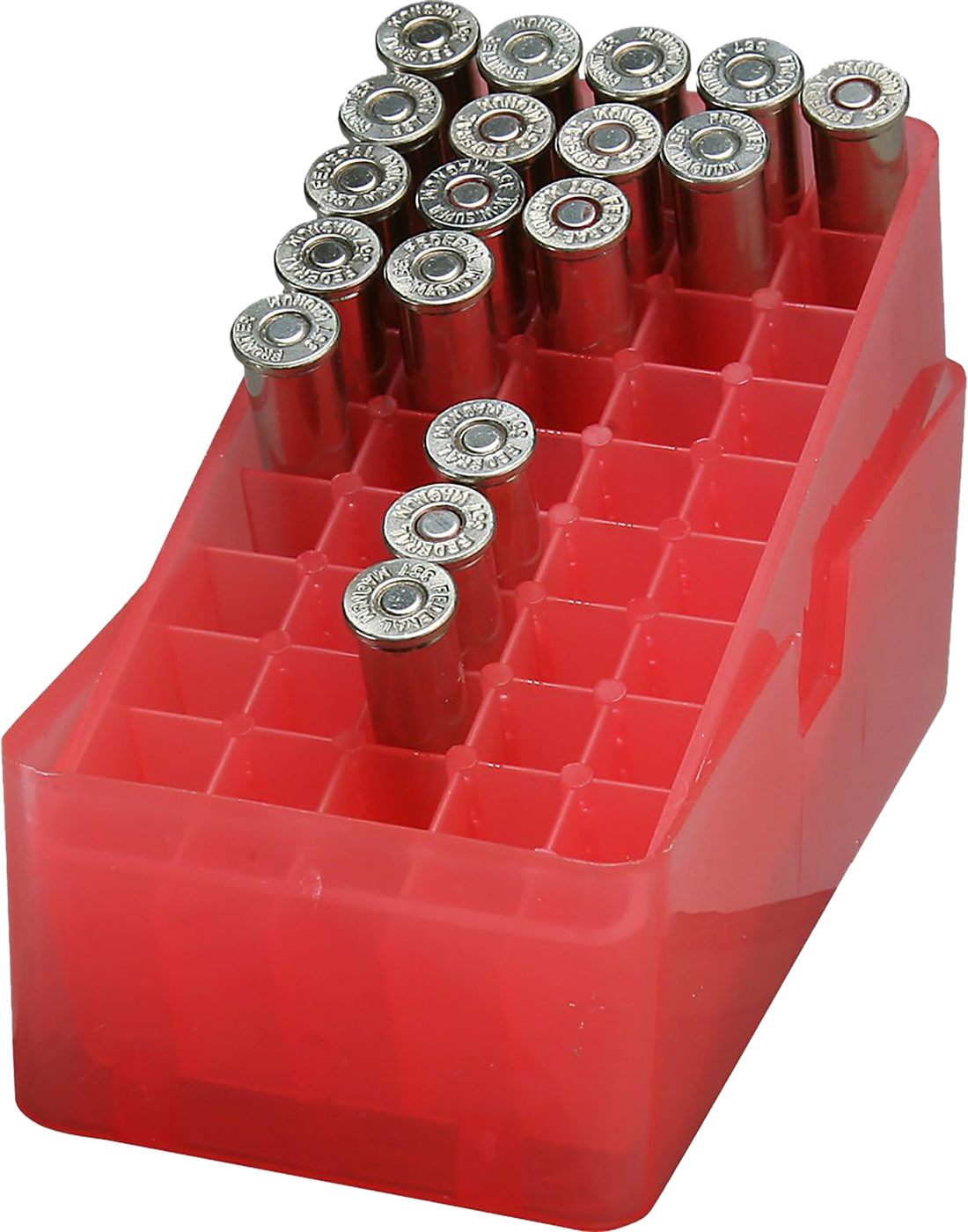 MTM 50 Round Slip-Top Handgun Ammo Box 38/357 Cal (Clear Smoke) view 2