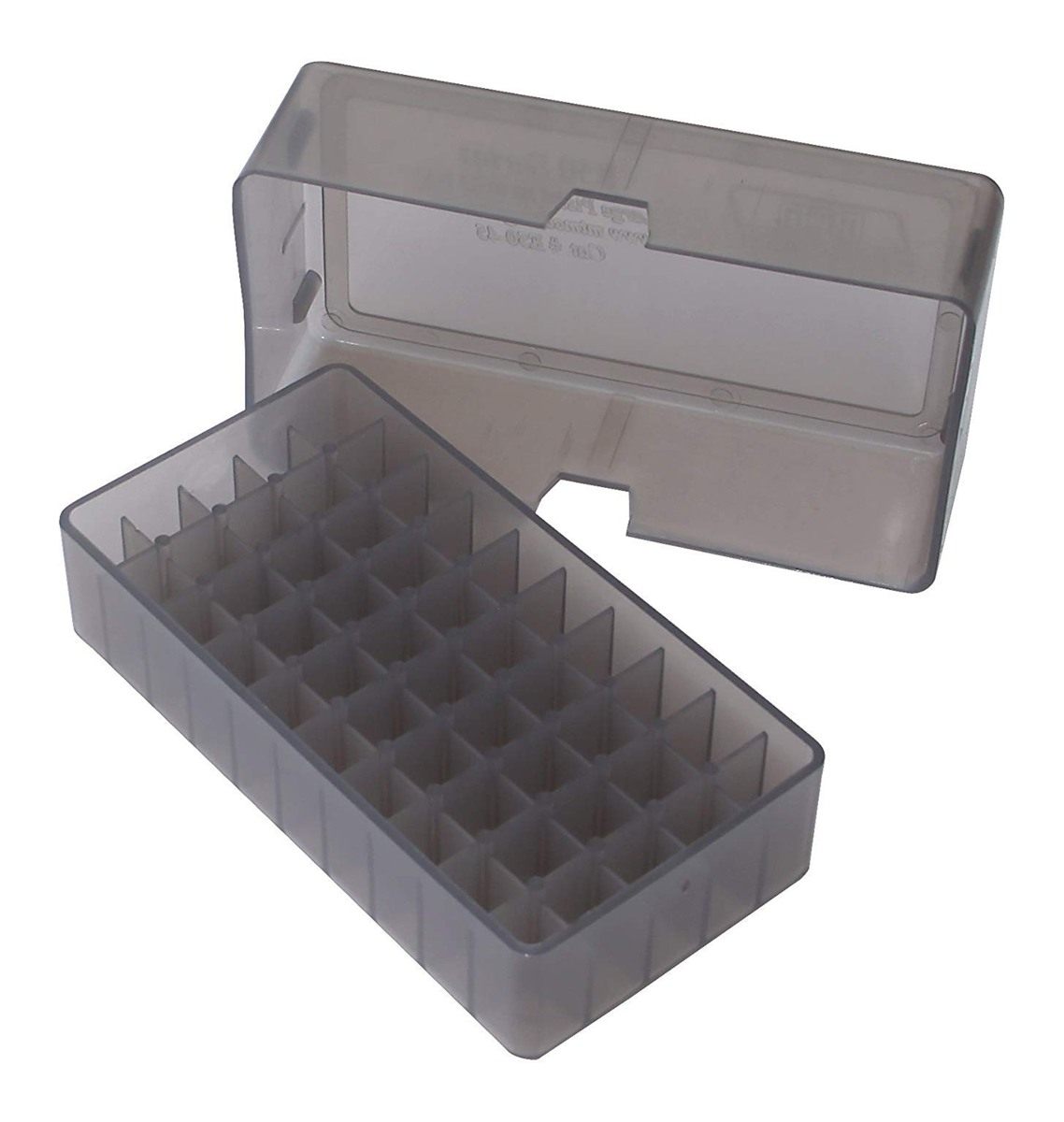MTM 50 Round Slip-Top Handgun Ammo Box 44/45 Cal (Clear Smoke) view 2