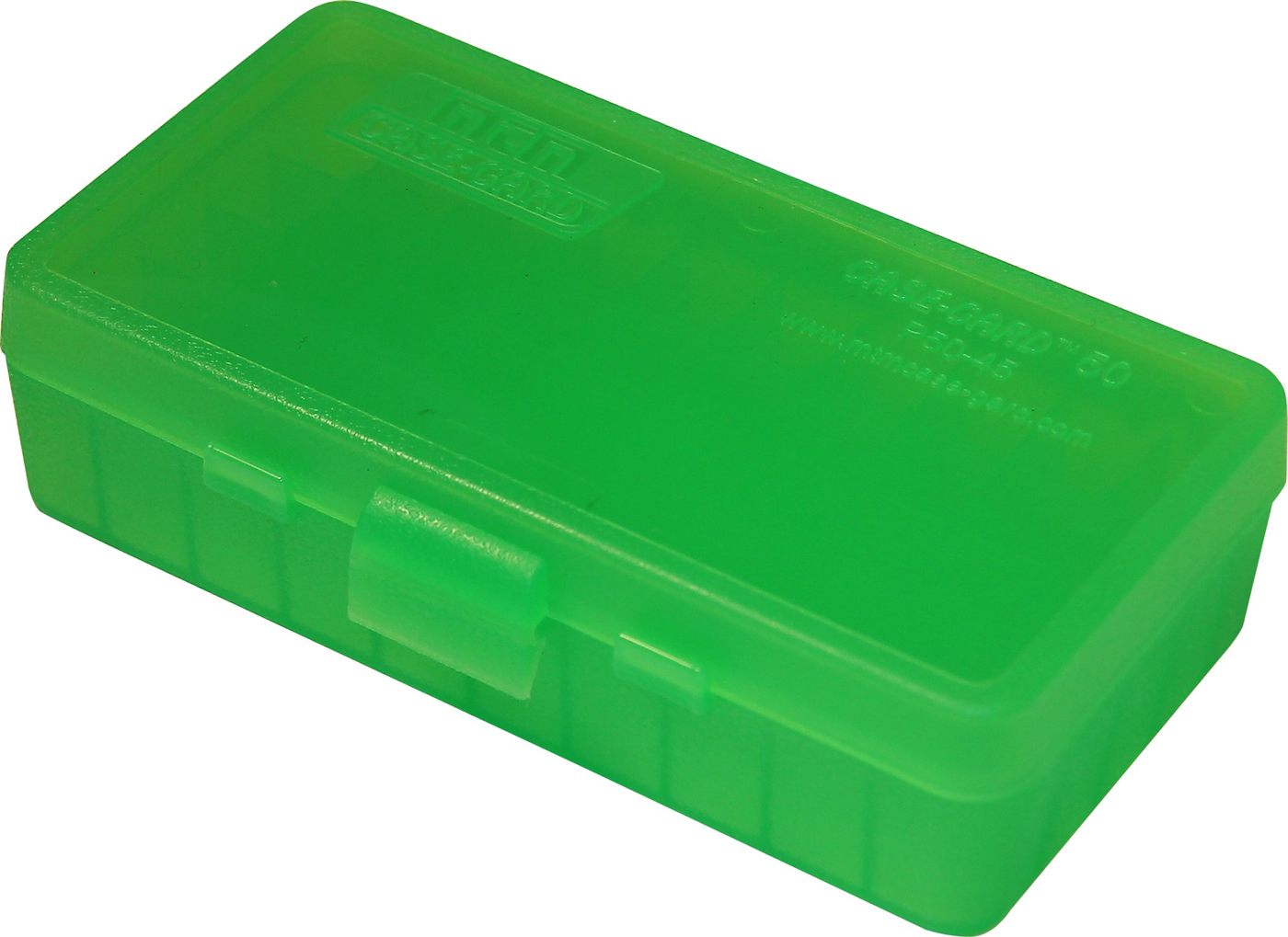 MTM 40/45/10MM Cal 50 Round Flip-Top Ammo Box, Clear Green