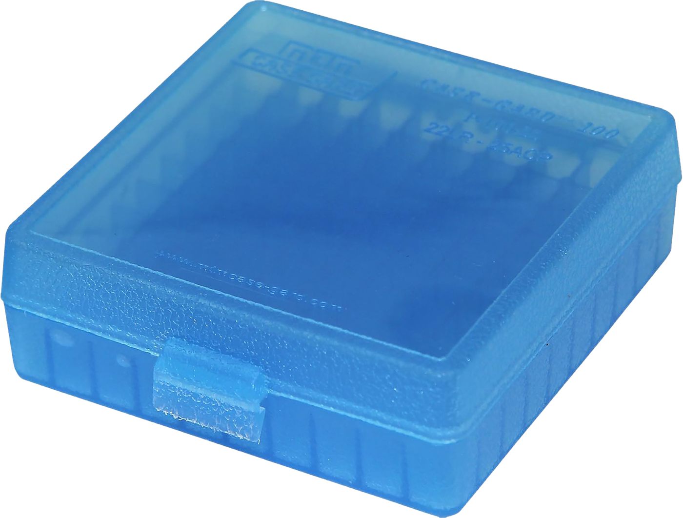 MTM P-100-22-24 22-Long Rifle Round Flip-Top Ammo Box, USA Made, Clear Blue