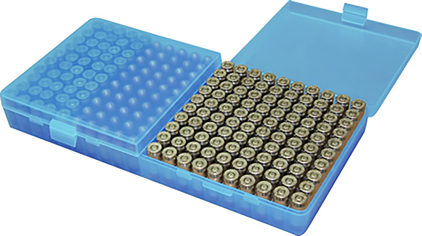 MTM Ammo Box 200 Round Flip-Top 9mm 380 ACP, Clear Blue view 2