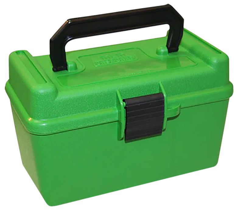 MTM H50-R-MAG - Deluxe Ammo Box 50 Round Handle 7mm Rem 300 Win Green