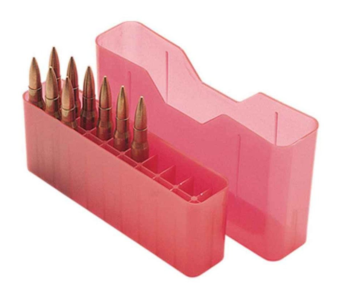 MTM 20 Round Slip-Top Rifle Ammo Box, Clear Red, X-Small