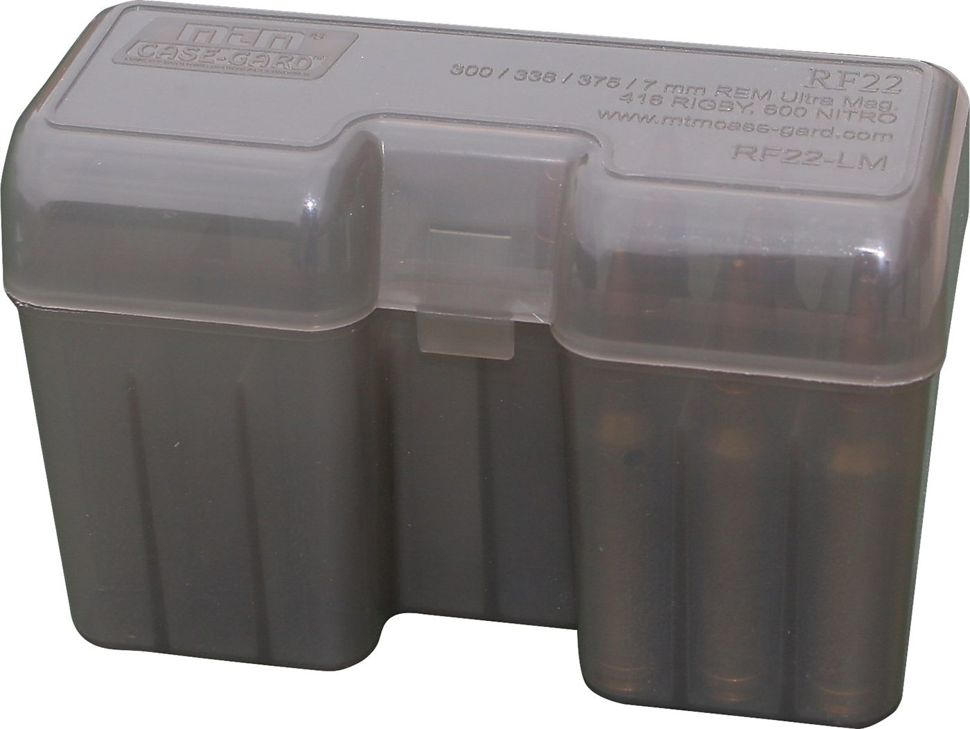 MTM RF22-LM-41 22 Round Flip-Top Rifle Ammo Box 300-375 Rem Ultra Mag, 416