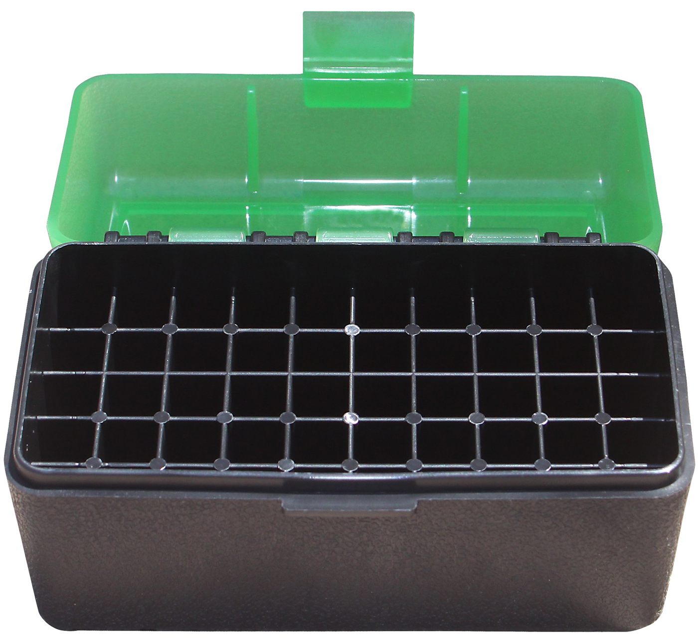 MTM 50 Round Flip-Top Rifle Ammo Box Wssm, 500 S W (Clear Green/Black), 2.4