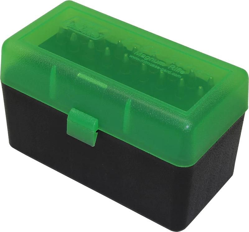 MTM 50 Round Flip-Top Rifle Ammo Box Wssm, 500 S W (Clear Green/Black), 2.4 view 2