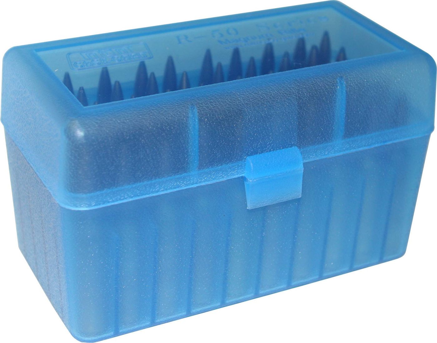 MTM 50 Round Flip-Top Rifle Ammo Box Large Mag (Clear Blue)