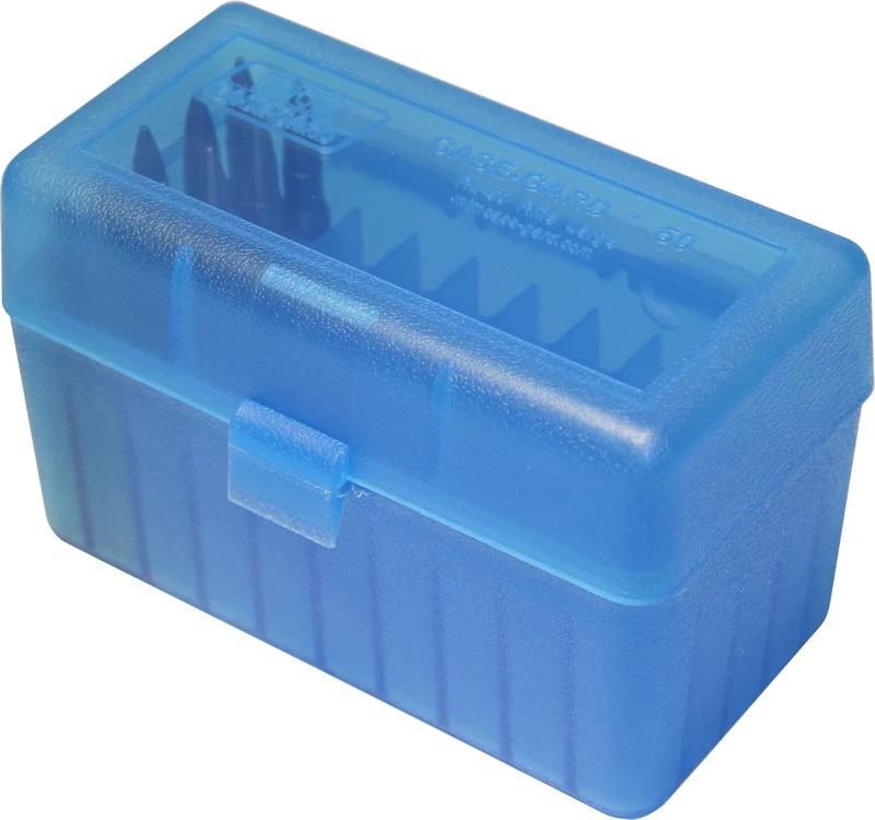 MTM 50 Round Flip-Top Rifle Ammo Box Large Mag (Clear Blue) view 2