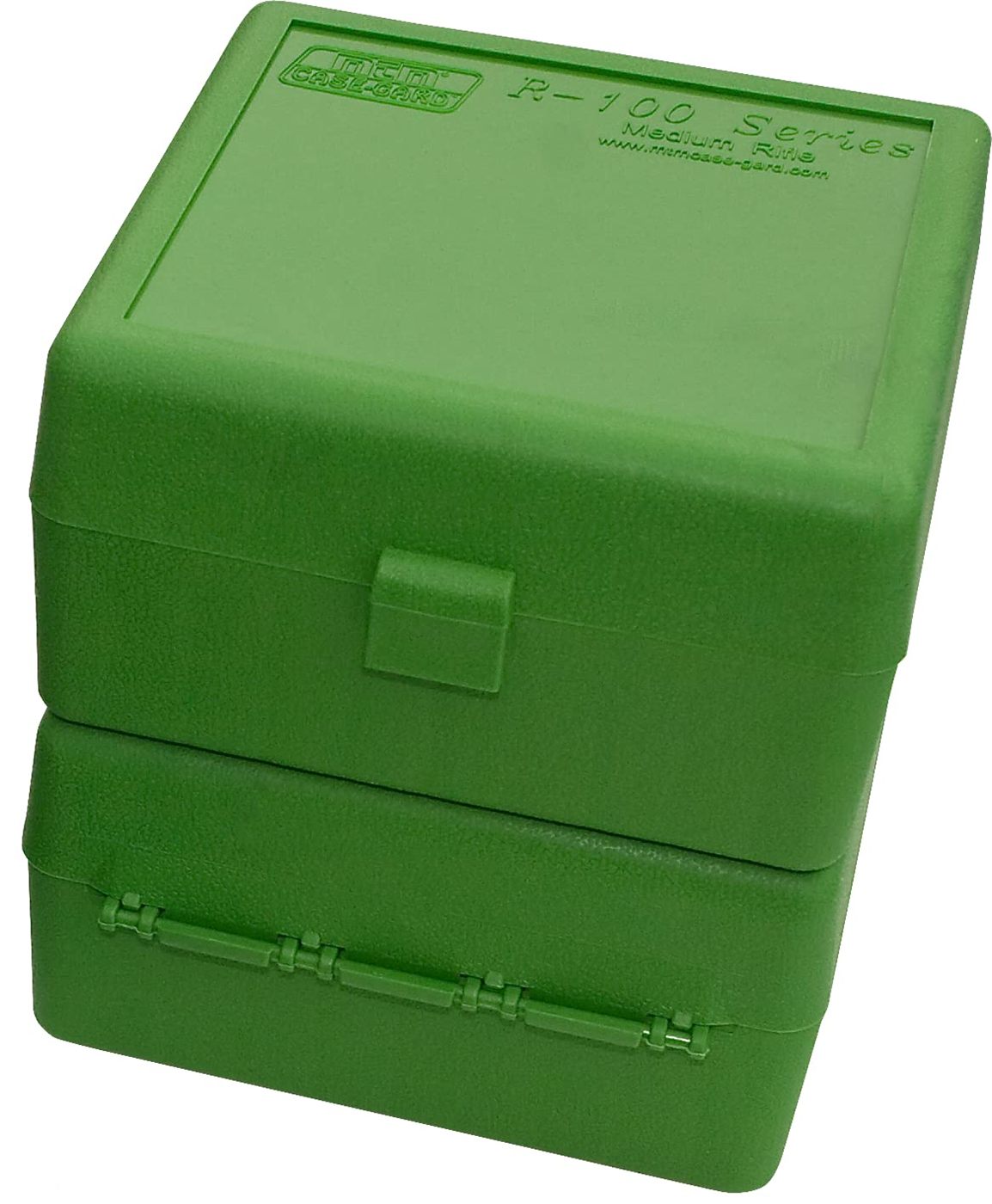 MTM Case-Gard RM-100 Series Medium Rifle Ammo Box, Round, Green, 3.05-Inch