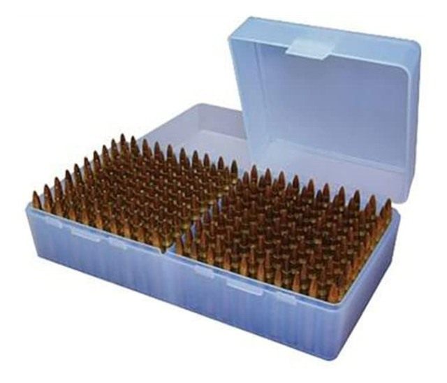 MTM Ammo Box 200 Round Flip-Top 223 204 Ruger 6x47, clear blue (RS200-24)