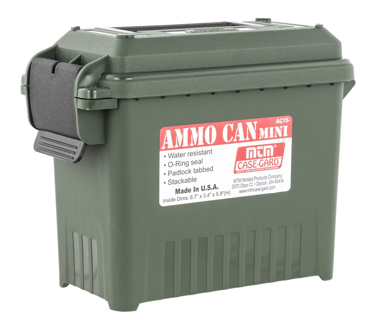 MTM AC15-11 Ammo Can Mini for Bulk Water-Resistant Seal, Double Padlock Tab view 2