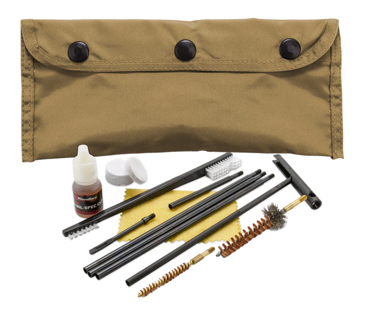 Kleenbore POU302T Modular Cleaning Kit Coyote Tan Multi-Caliber Handgun/Rif