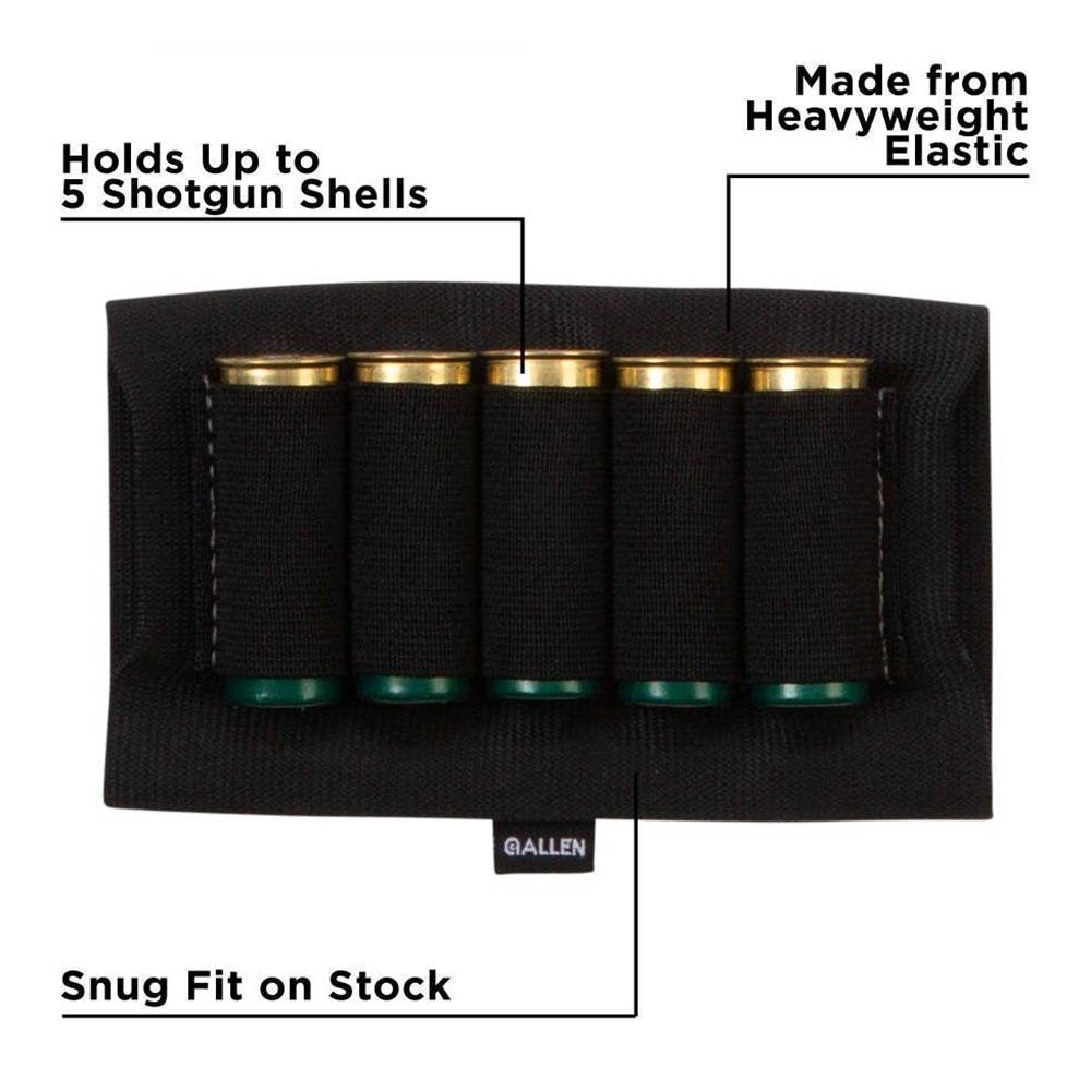 Allen 205 Shotgun Shell Holder Black Elastic 5rd Buttstock Mount
