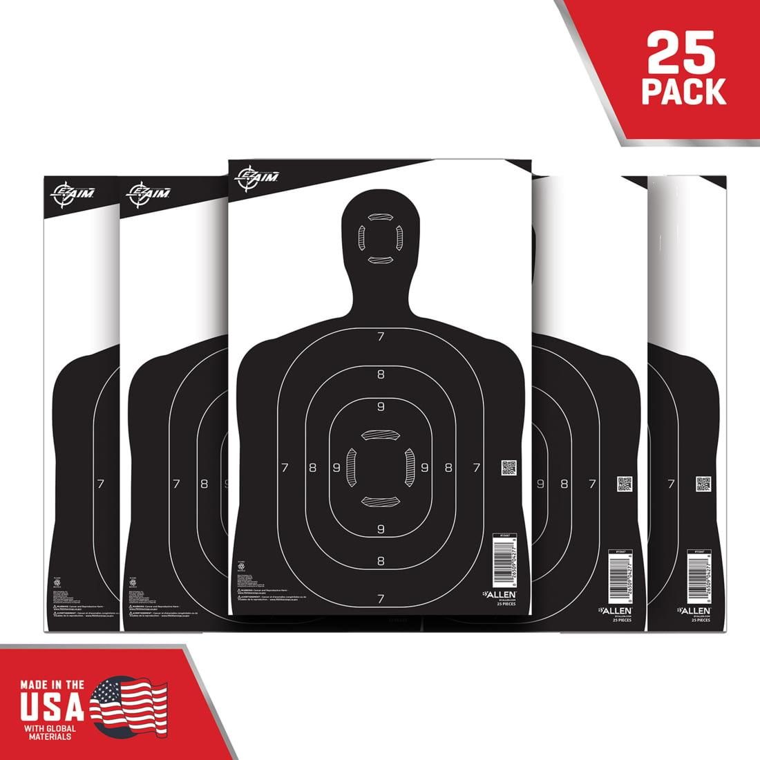 Allen EZ-Aim 15447 Silhouette Paper Hanging 12in x 18in Black/White 25 Per view 2