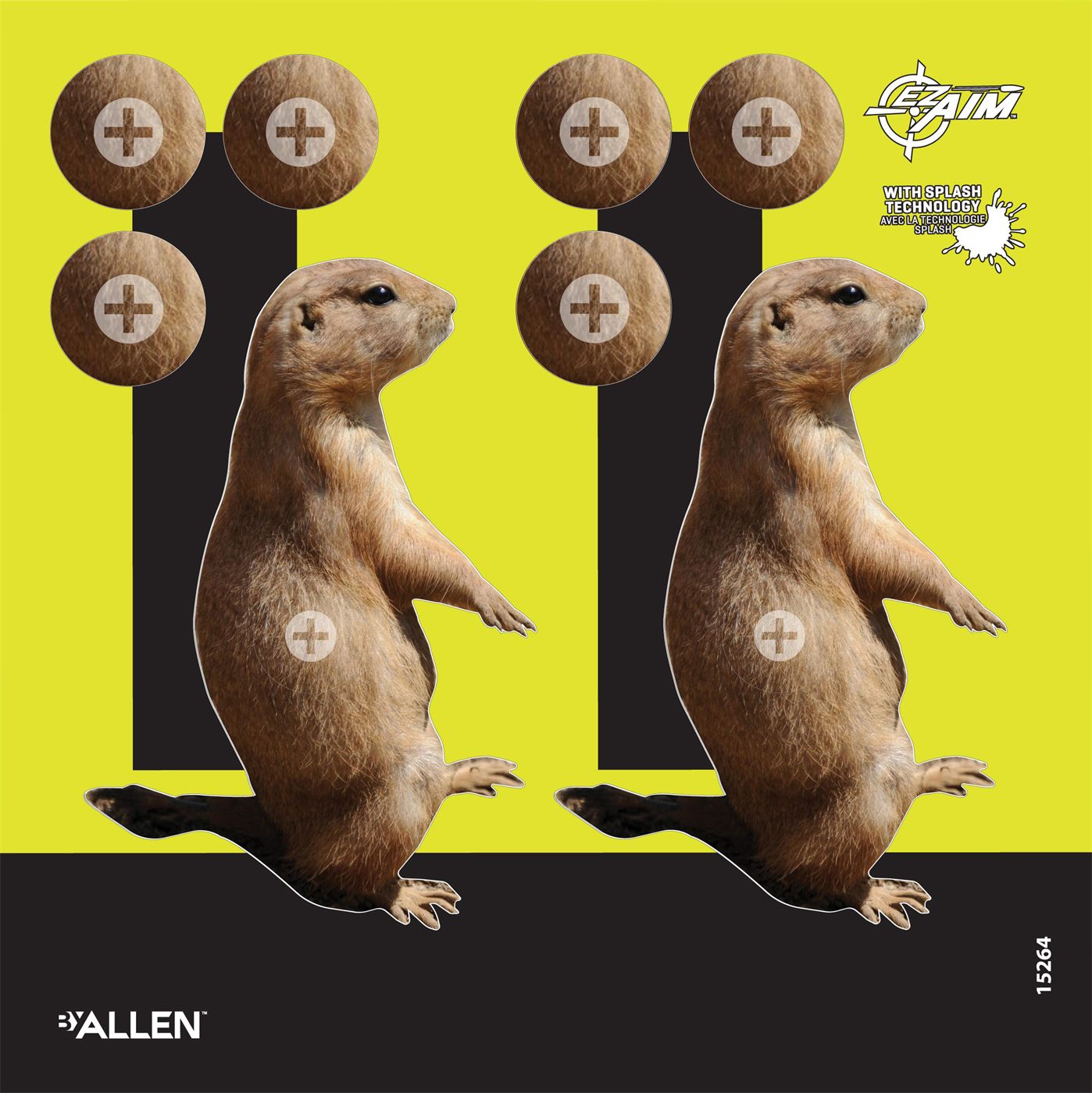 Allen 15264 EZ Aim Splash Reactive Target Prairie Dog Hanging Paper 8inx8in