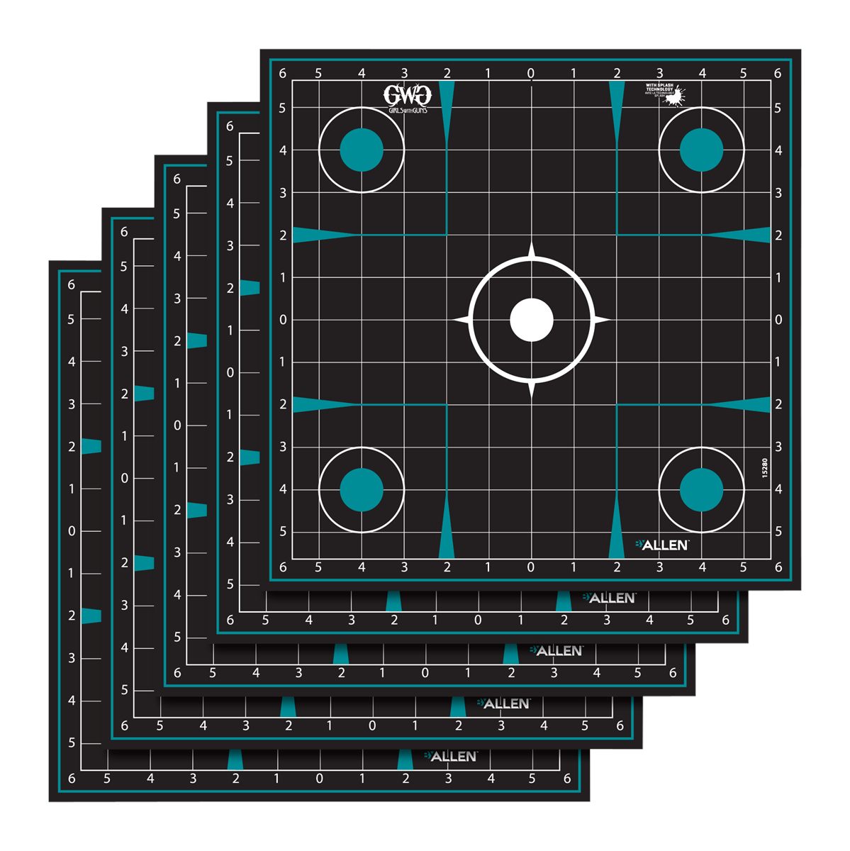 Allen Girls With Guns 15280 Splash Self-Adhesive Paper Black/Teal 12inx12in