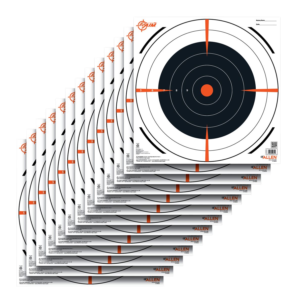 Allen EZ-Aim 15334 Bullseye Hanging Paper 12in x Black/White 13 Per Pack