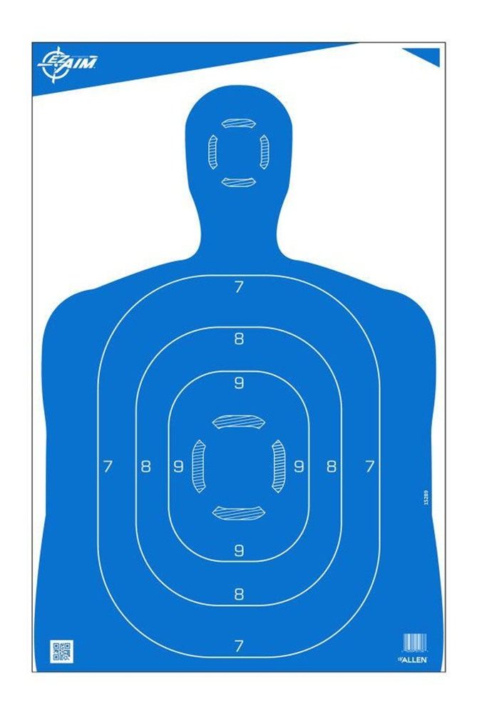 Allen EZ-Aim Silhouette Paper Shooting Targets 23inW x 35inH Blue 100/ct view 3