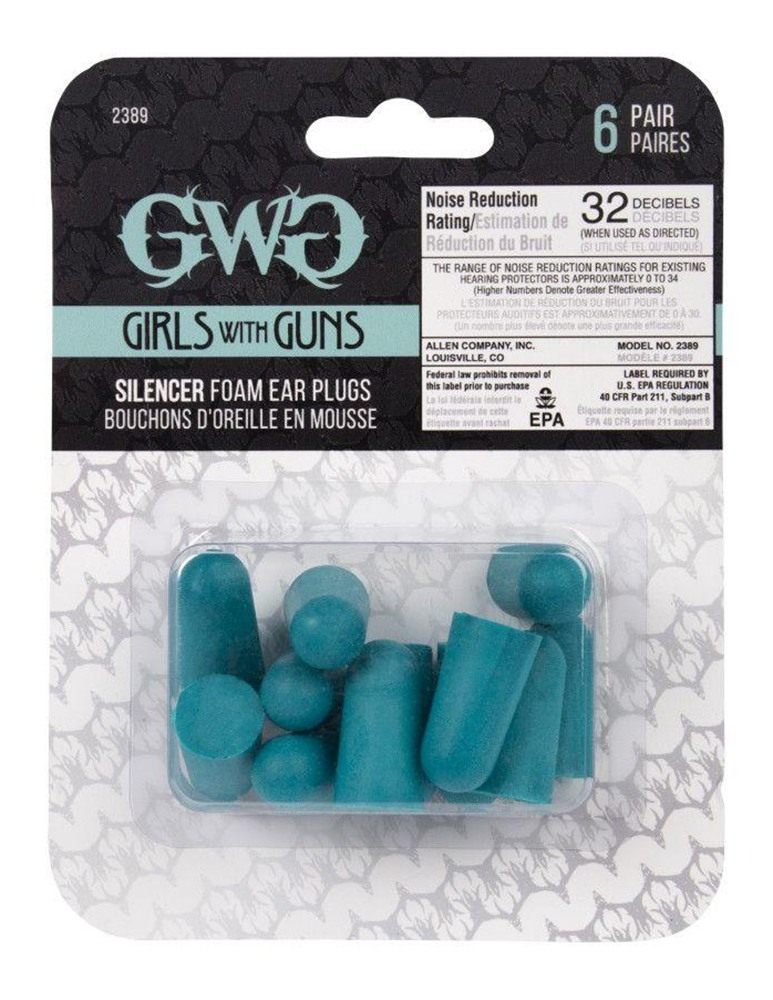 Girls With Guns Silencer Foam Earplugs 32 dB NRR 6-Pairs per Pack Teal view 3