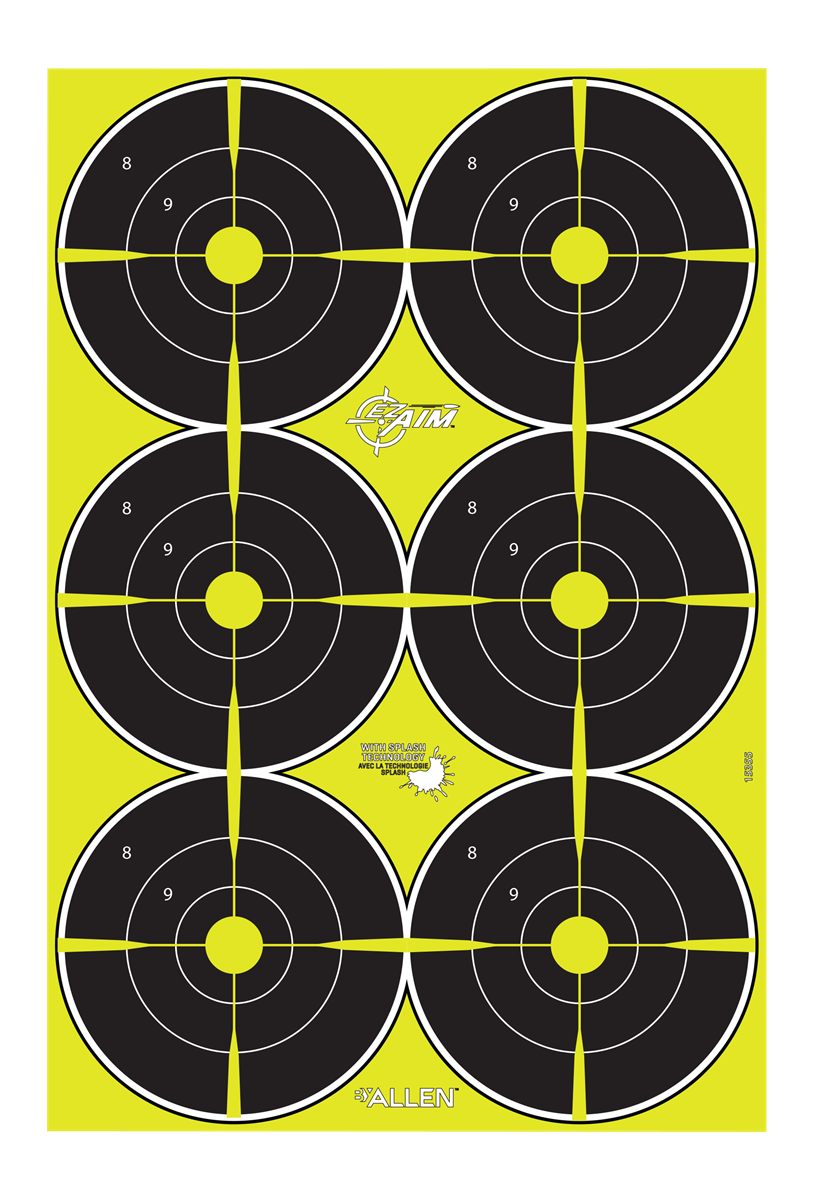 Allen EZ-Aim 15355 Splash Reactive Bullseye Hanging Paper 12in x 18in Black