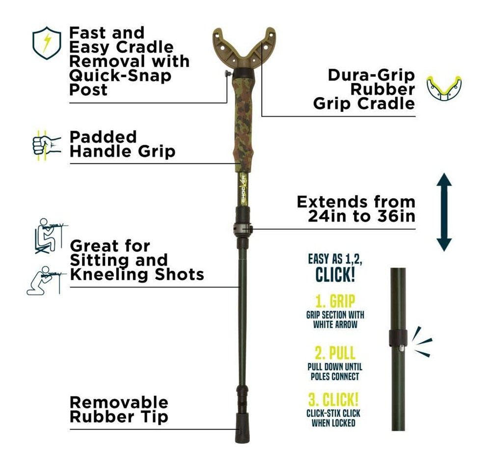 Allen Shocker Tom Maker Click-Stix Shooting Stick 36in Green Camo