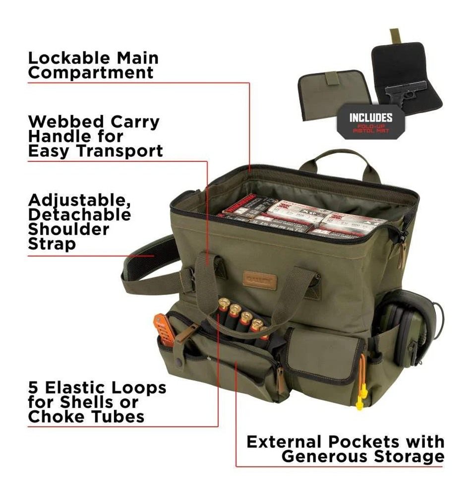 Allen Triumph Ripstop Range Bag with Handgun Mat Olive Green view 3