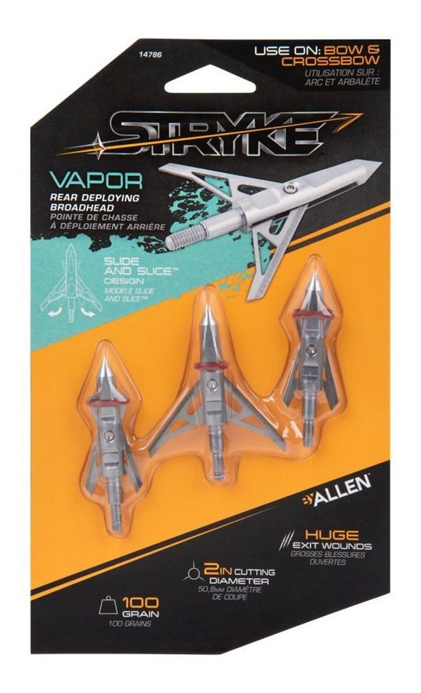 Allen Stryke Vapor Rear Deploying Broadhead 2 Blade 100 Grain 3/ct view 5