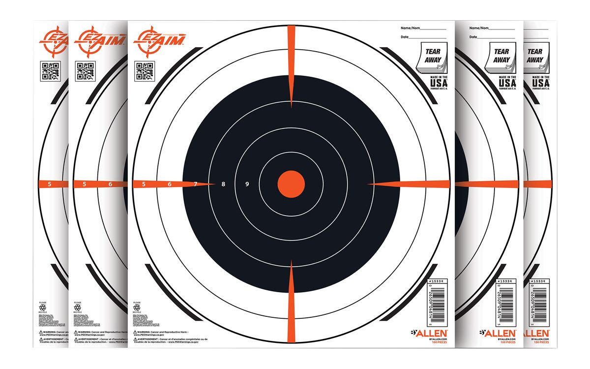 Allen EZ-Aim 15334100 Shooting Target Bullseye Paper Hanging 12in x Black/W