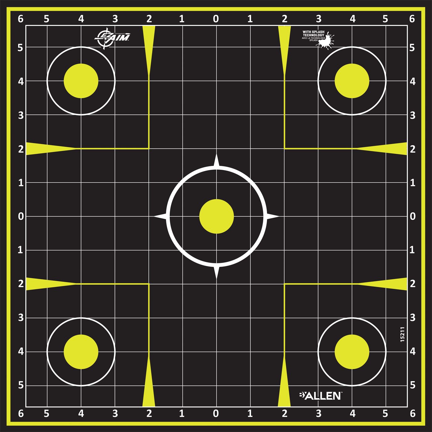 Allen EZ Aim Non-Adhesive Splash Target 12.5in Black and Yellow 30 per Pad