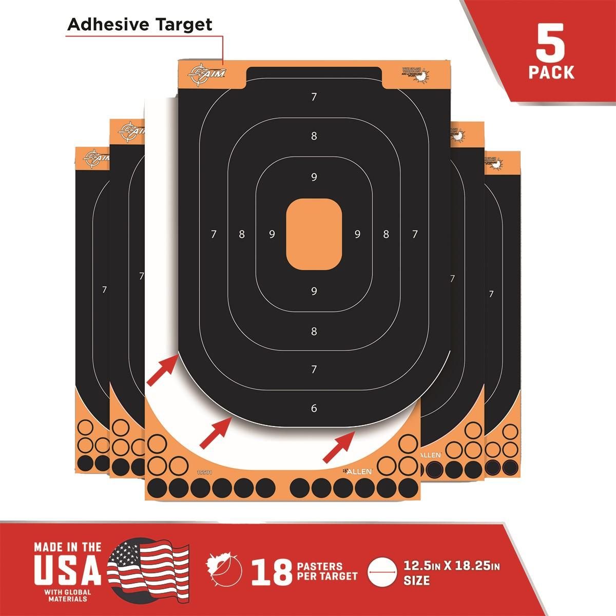 Allen Adhesive Splash Handgun Training Target 12x18in Orange and Black 5/ct view 2