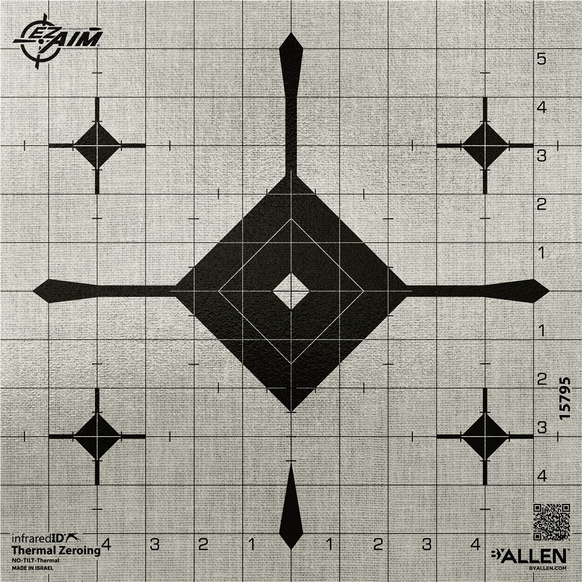 Allen EZ-Aim 15795 Grid Bullseye Adhesive Thermal ID Paper 12in x Gray