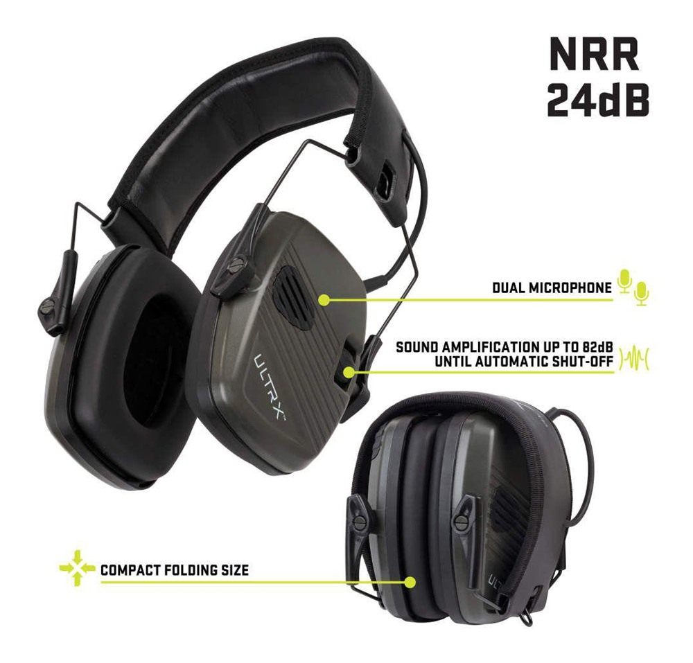 Allen ULTRX Stereo Electronic Ear Muffs 24dB Olive view 3