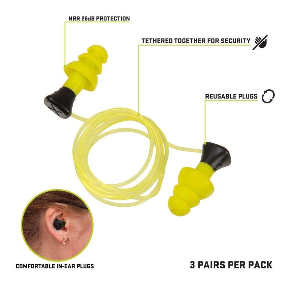 Allen ULTRX Tethered Silicone Passive Ear Plugs 26dB Yellow 3 Pairs view 4