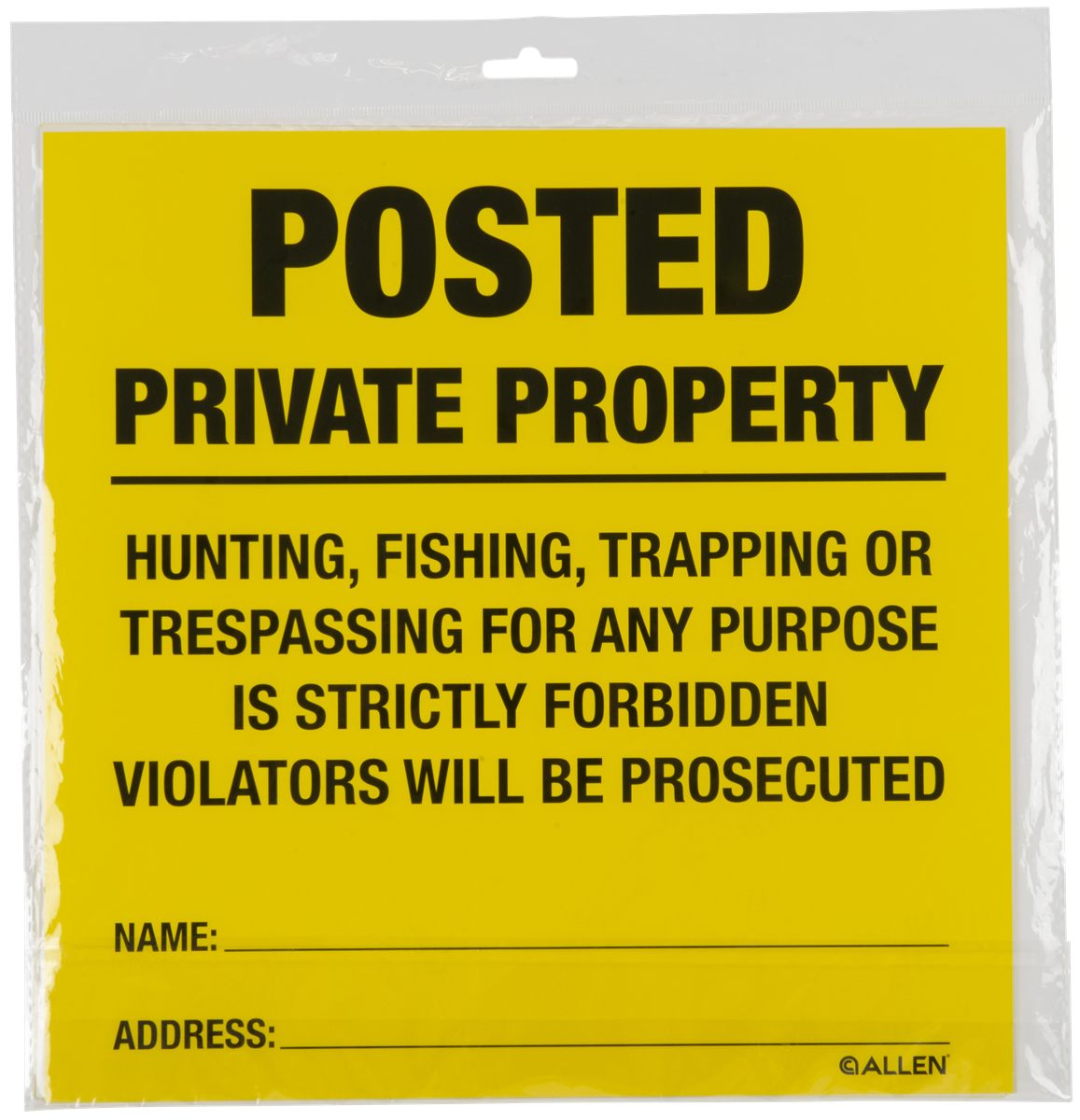 Allen Posted No Trespassing Yard Sign 12in x 12/ct