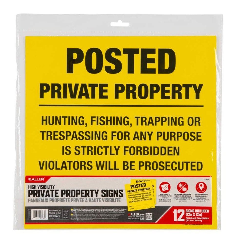 Allen Posted No Trespassing Yard Sign 12in x 12/ct view 2