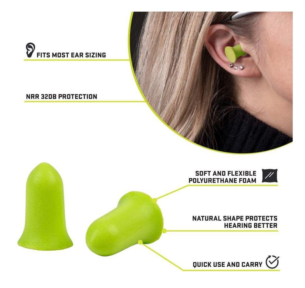 Allen 4136 Tapered Foam Ear Plugs 32 dB Lime Green 6 Pair view 3