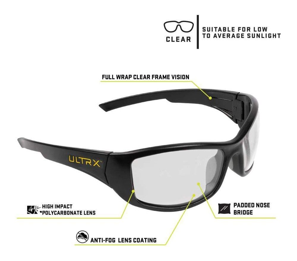 Allen ULTRX Sync Safety Glasses Black with Clear Lenses view 4