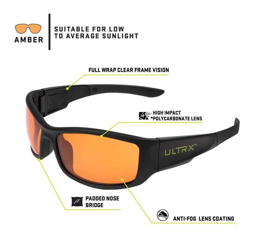 Allen ULTRX Sync Safety Glasses Black with Amber Lenses view 2
