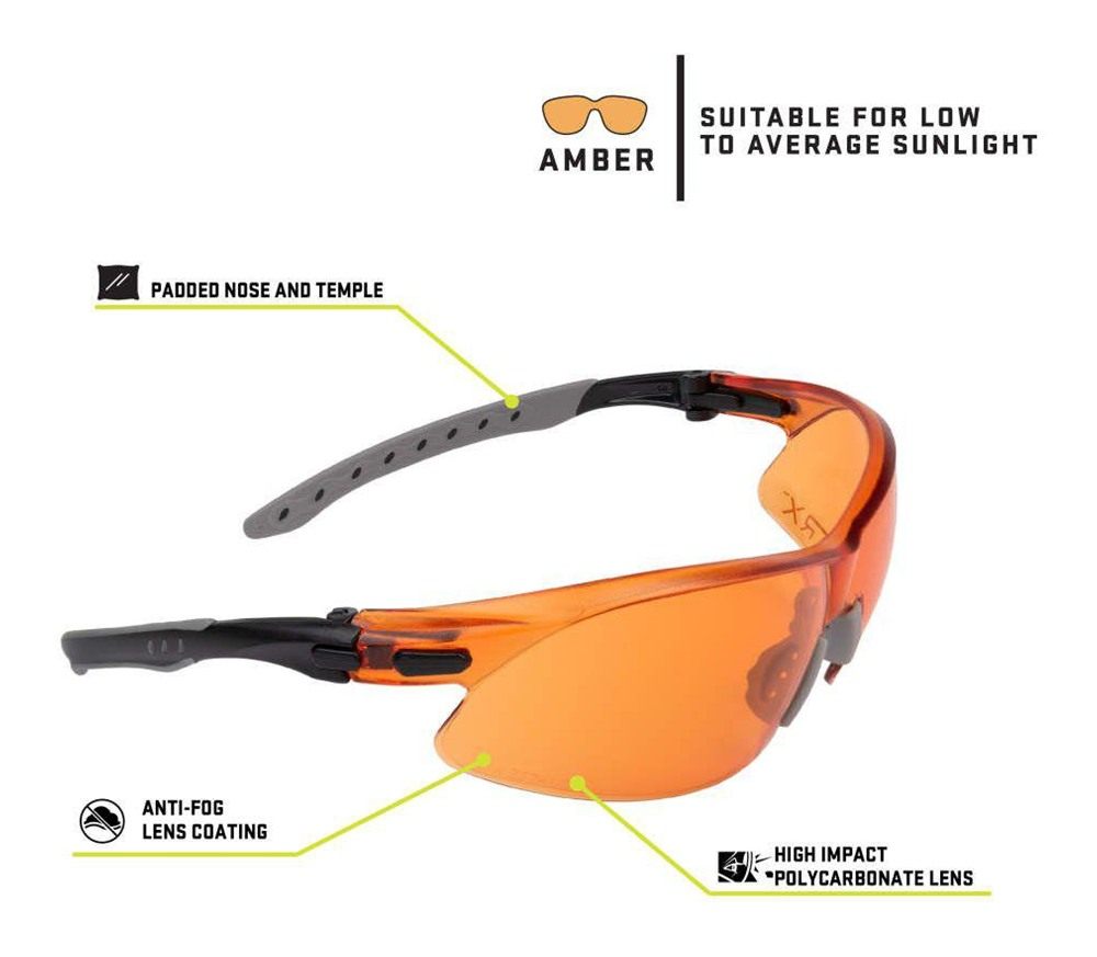 Allen ULTRX Keen Safety Glasses Black with Amber Lenses view 4