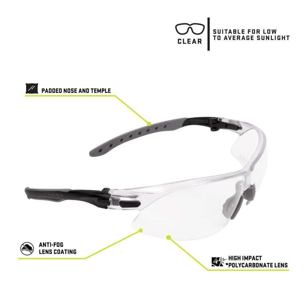 Allen ULTRX Keen Safety Glasses Black with Clear Lenses view 4