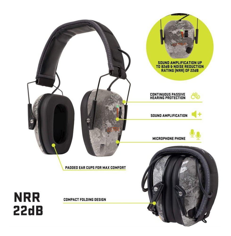 Allen ULTRX Bionic Electronic Ear Muffs 22dB Veil Tac Grey Camo view 3