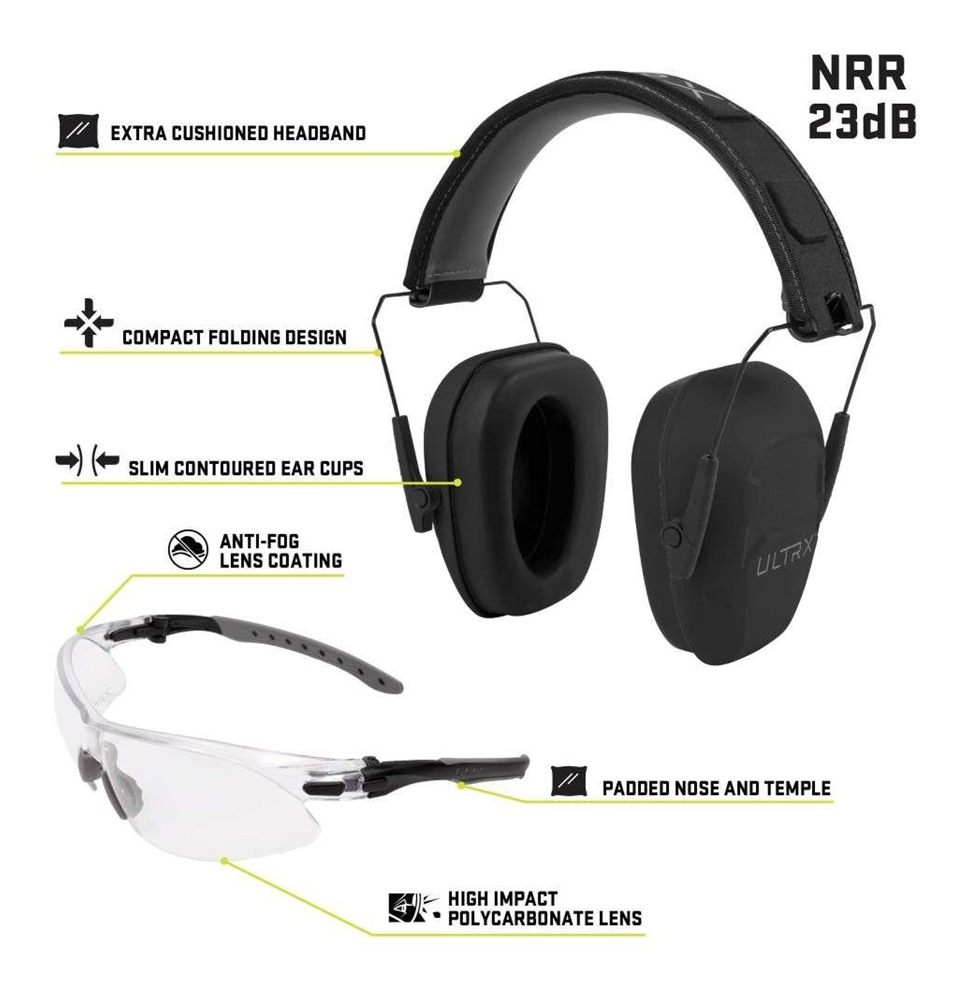 Allen Ultrx Shield Ear Eye Combo Passive 23dB Midnight Grey Shooting Glasse view 2