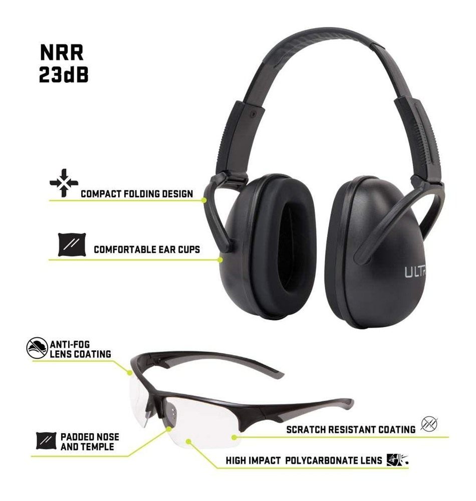 Allen Ultrx Blocker Eye Ear Protection Combo Passive Muffs 23dB Black Shoot view 3