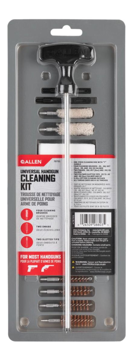 Allen Universal Handgun Cleaning Kit .22 to .45 Cal 10in Rod