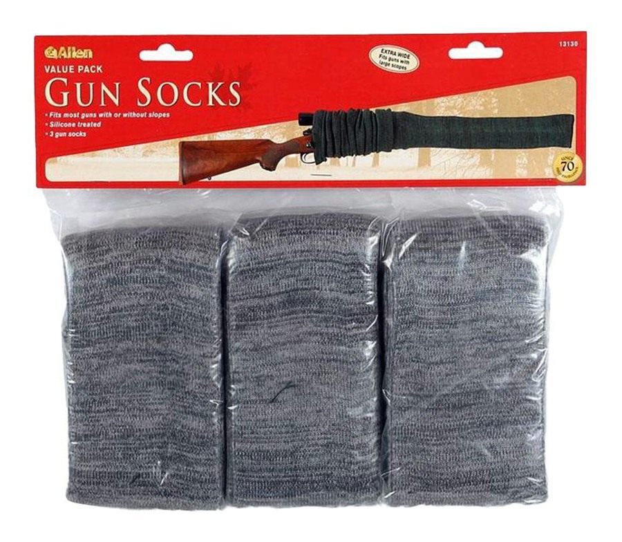 Allen 13130 Gun Sock 52in Heather Gray Knit 3 Pack With or W/O Scope view 3