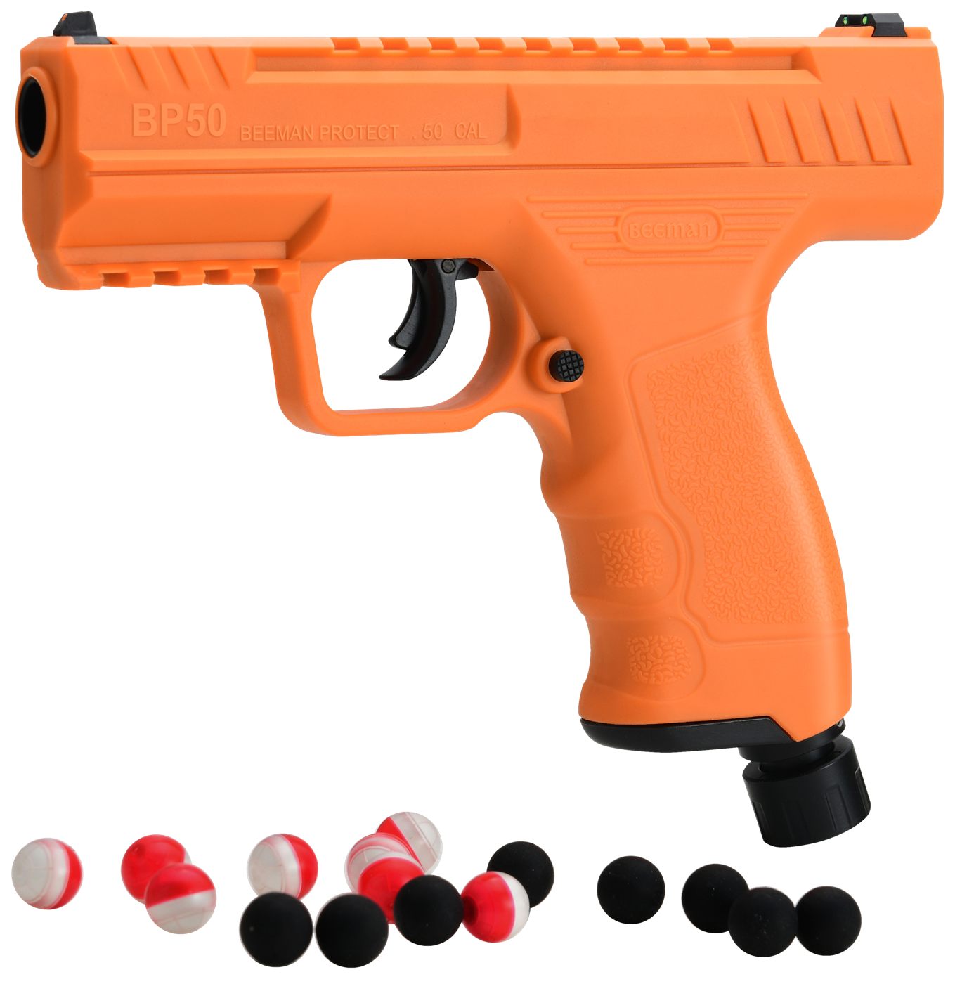 Beeman 6053 Projectile Launcher Combo Orange CO2 50 Cal, 8 Pepper Balls, 8